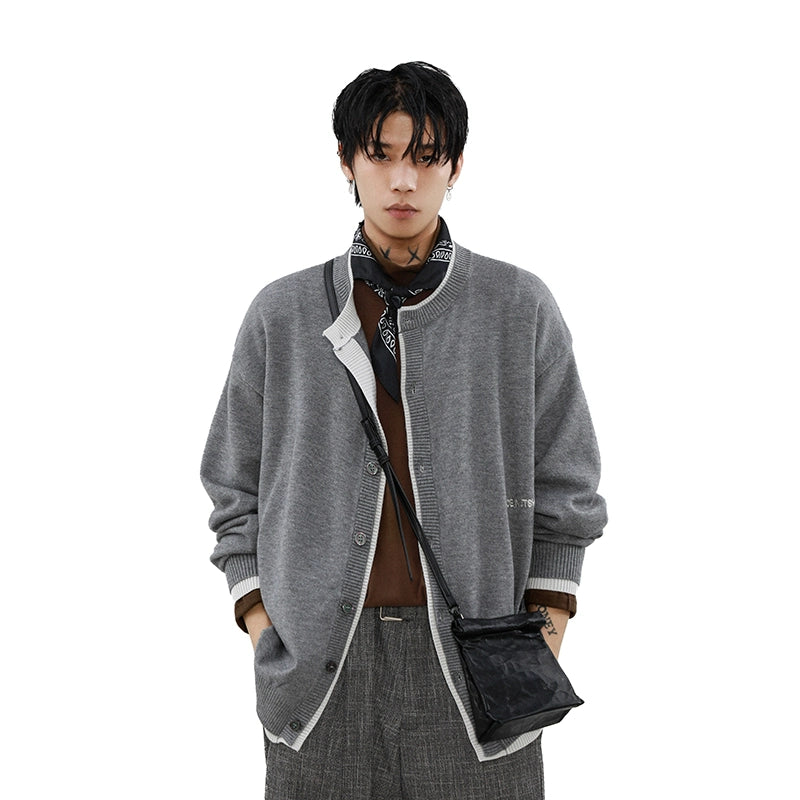 Ink Edge Contrast Knit Cardigan