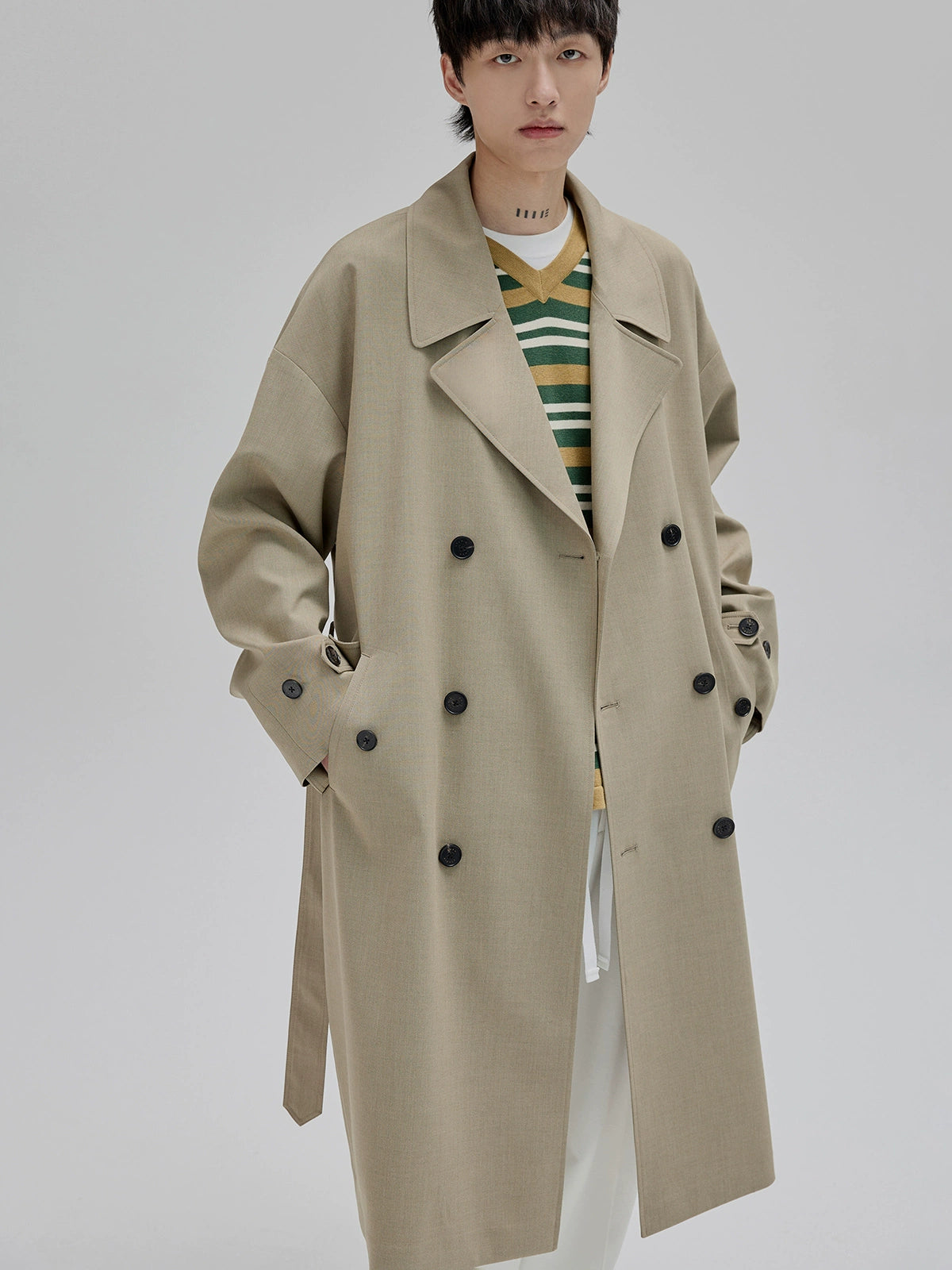 Double-breasted Straight-cut Long Trench Coat