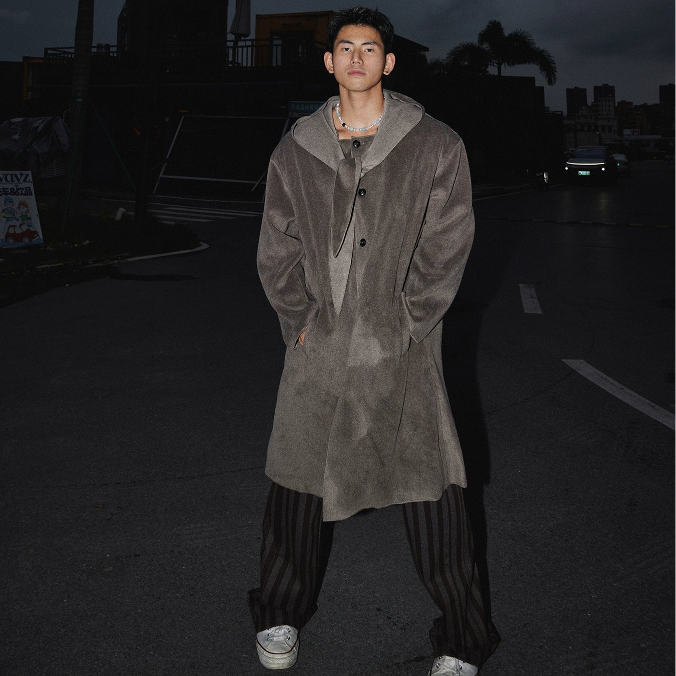 Midnight Drape Longline Wool Coat