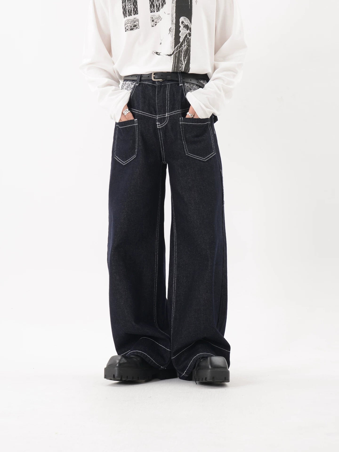 Indigo Schema Contrast Pocket Jeans