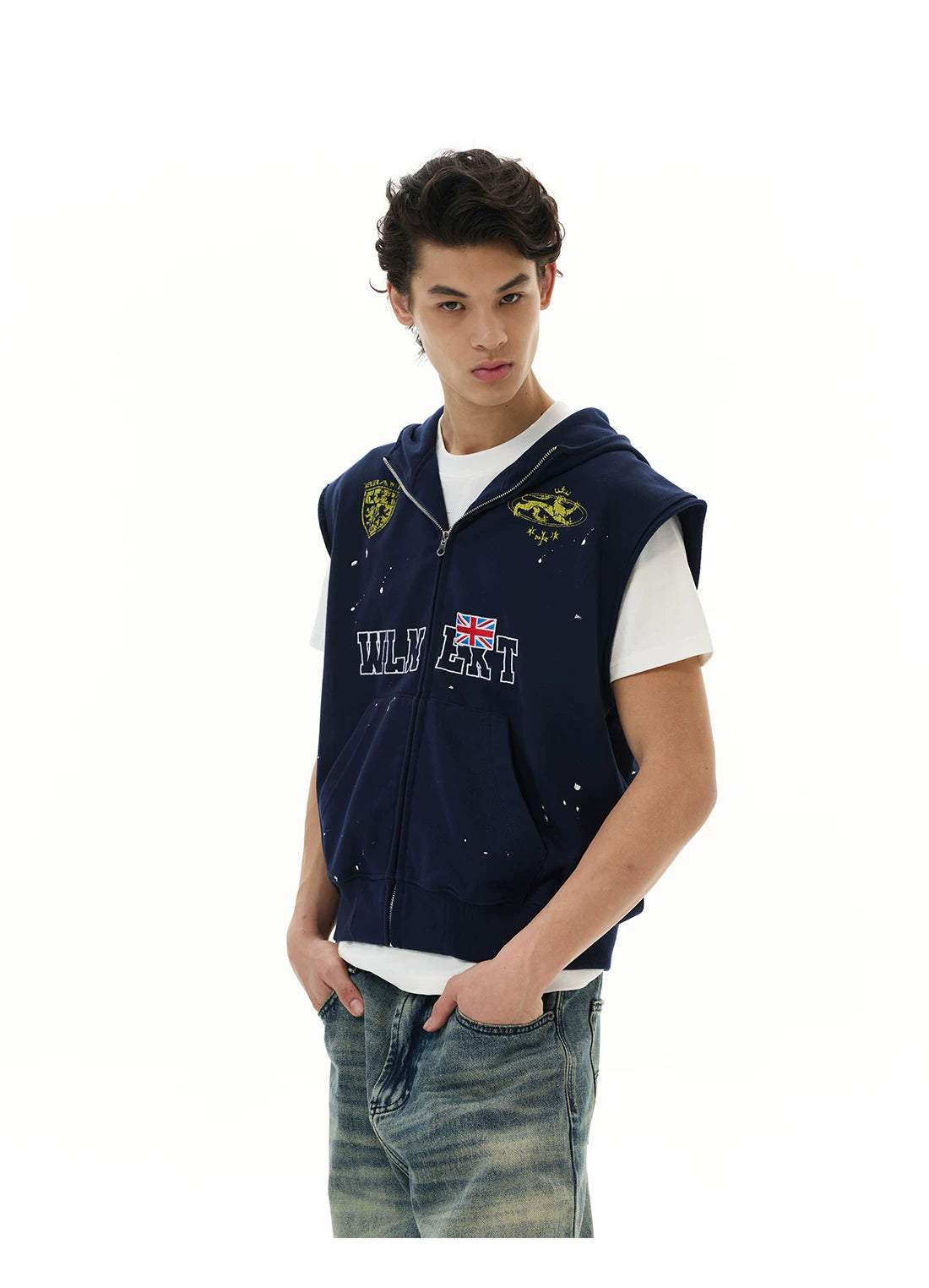 Union Crest Sleeveless Zip Hoodie