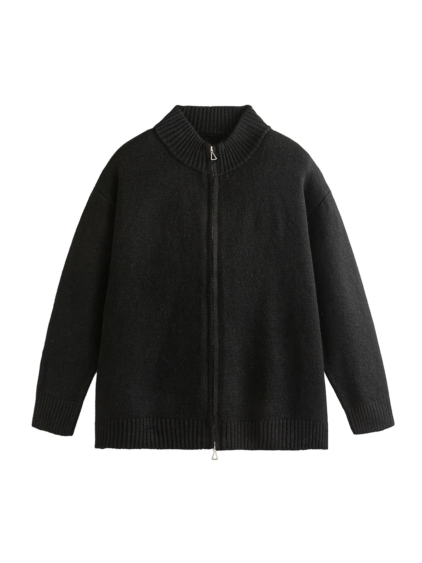 Mélange Zip Knit Cardigan