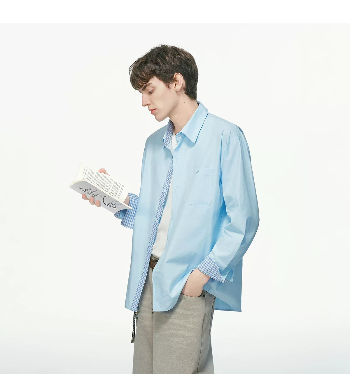 Gingham Cuff Contrast Oxford Shirt