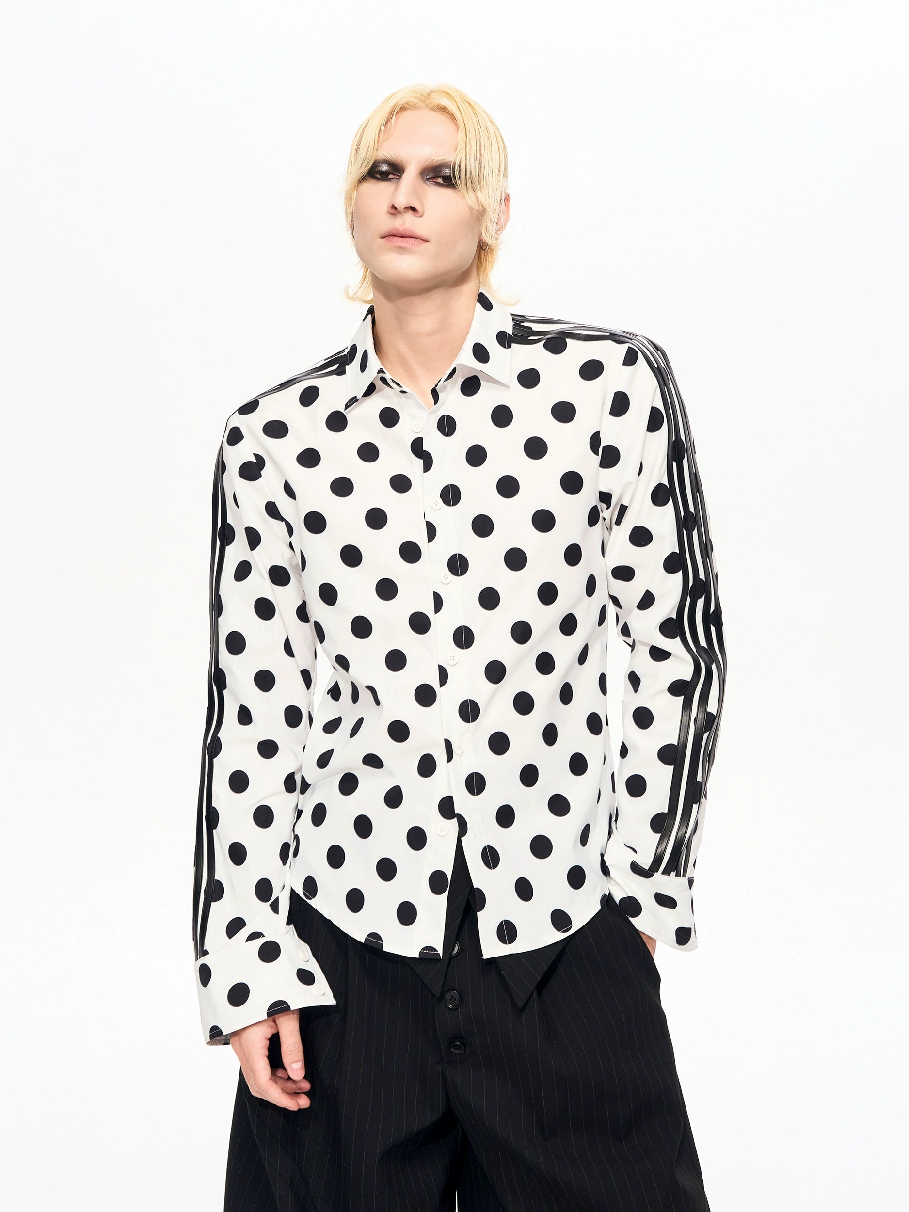 Polka Dot Track Stripe Shirt