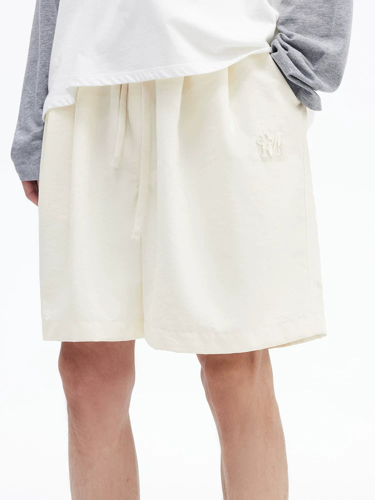Embroidered Drawstring Bermuda Shorts