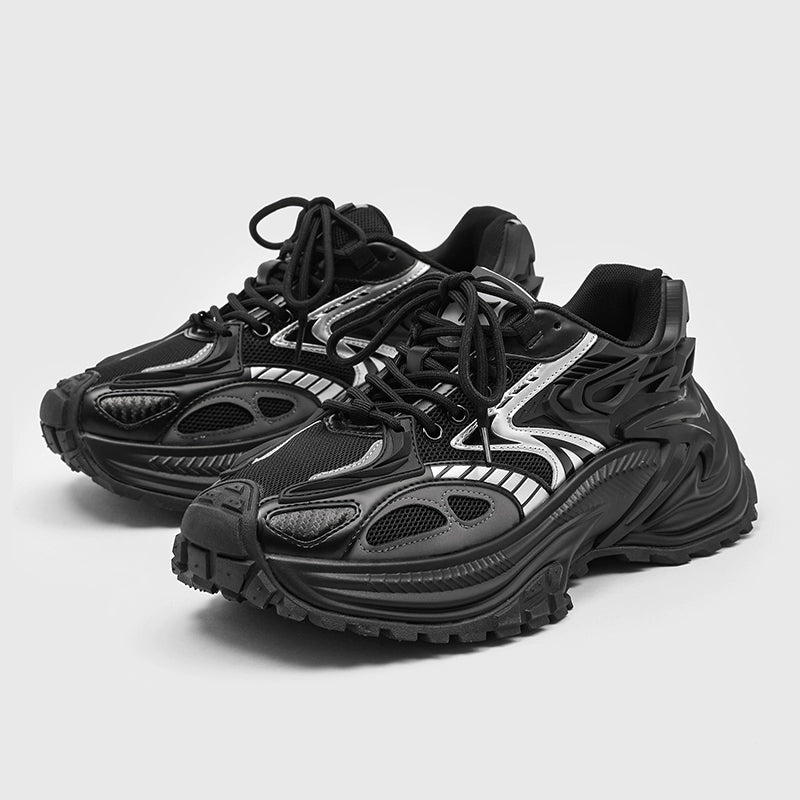 Bold Chunky Futuristic Sneakers with Silver Accents