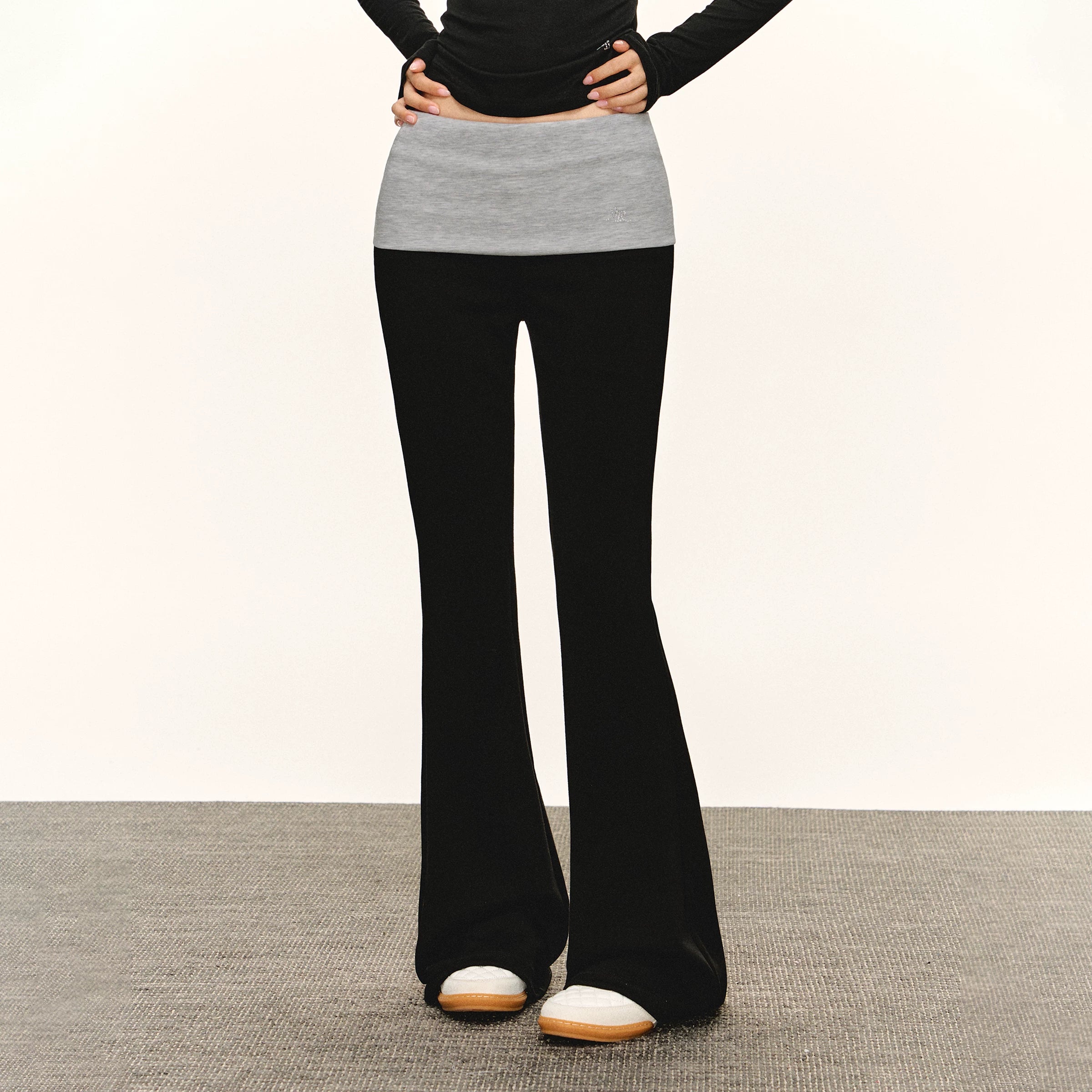 Layered Waistband Flare Leggings