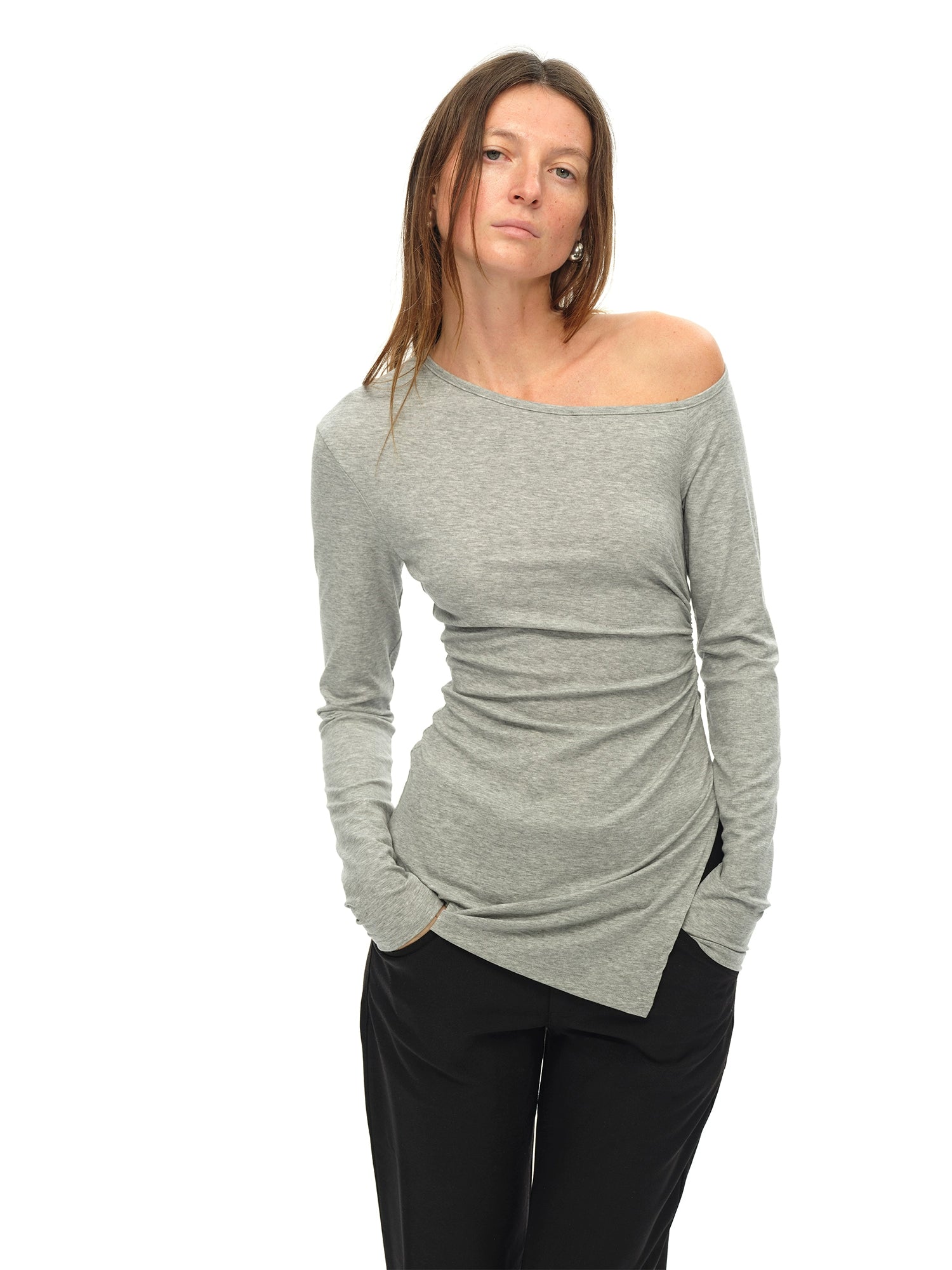 Black Asymmetric Long Sleeve T-shirt