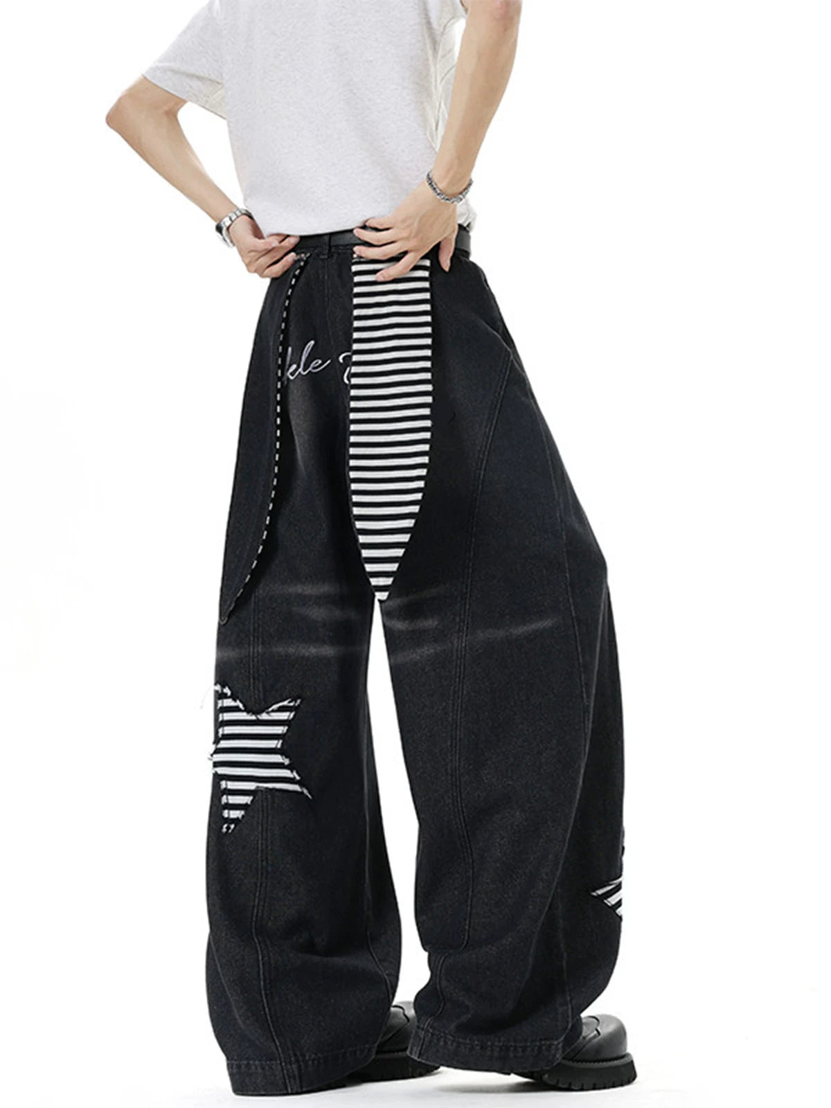 Midnight Stripe Star Balloon Jeans