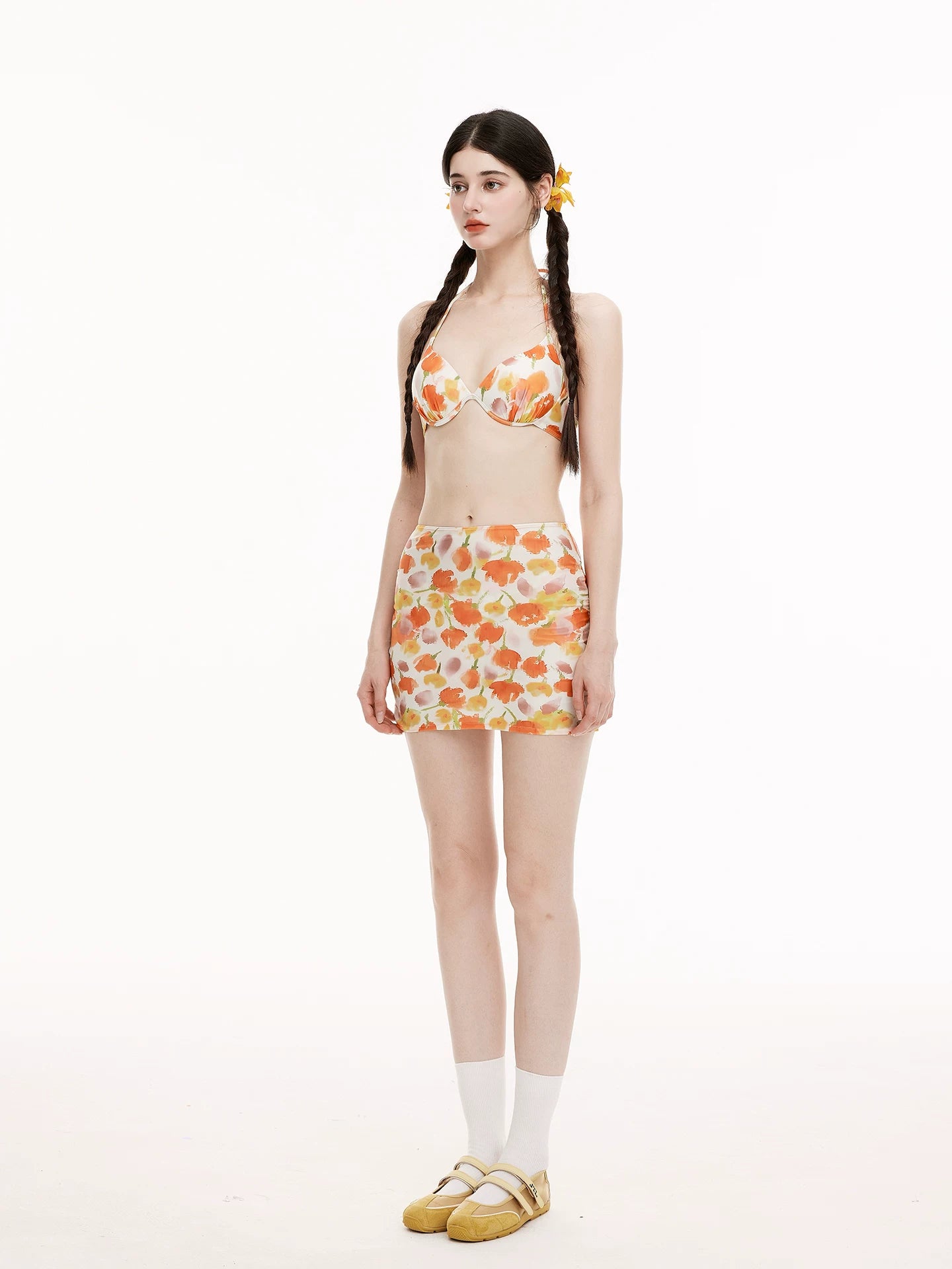 Citrus Bloom Mesh Swim Set