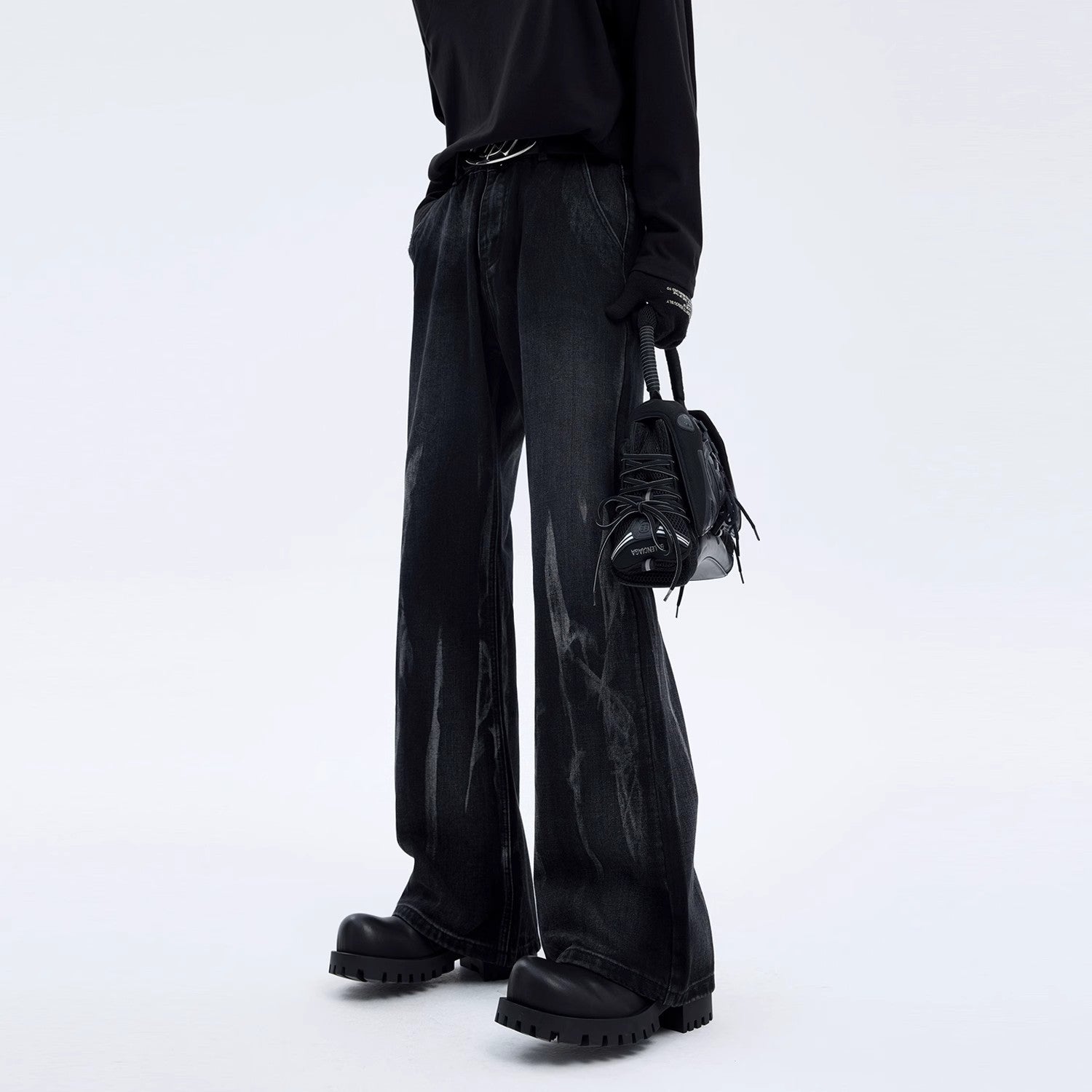 Lightning Wash Wide Leg Jeans