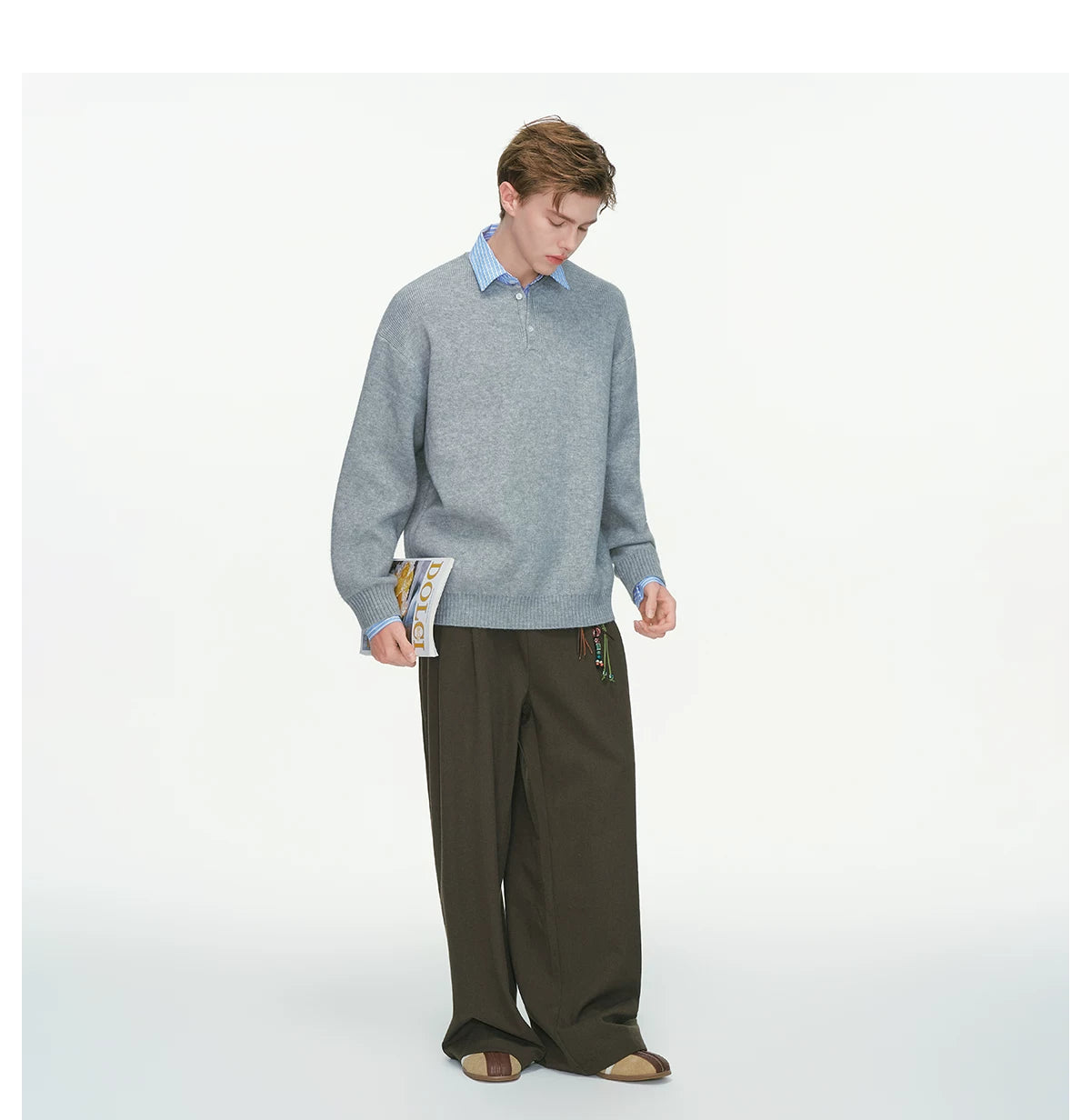 Oxford Layer Knit Polo Sweater