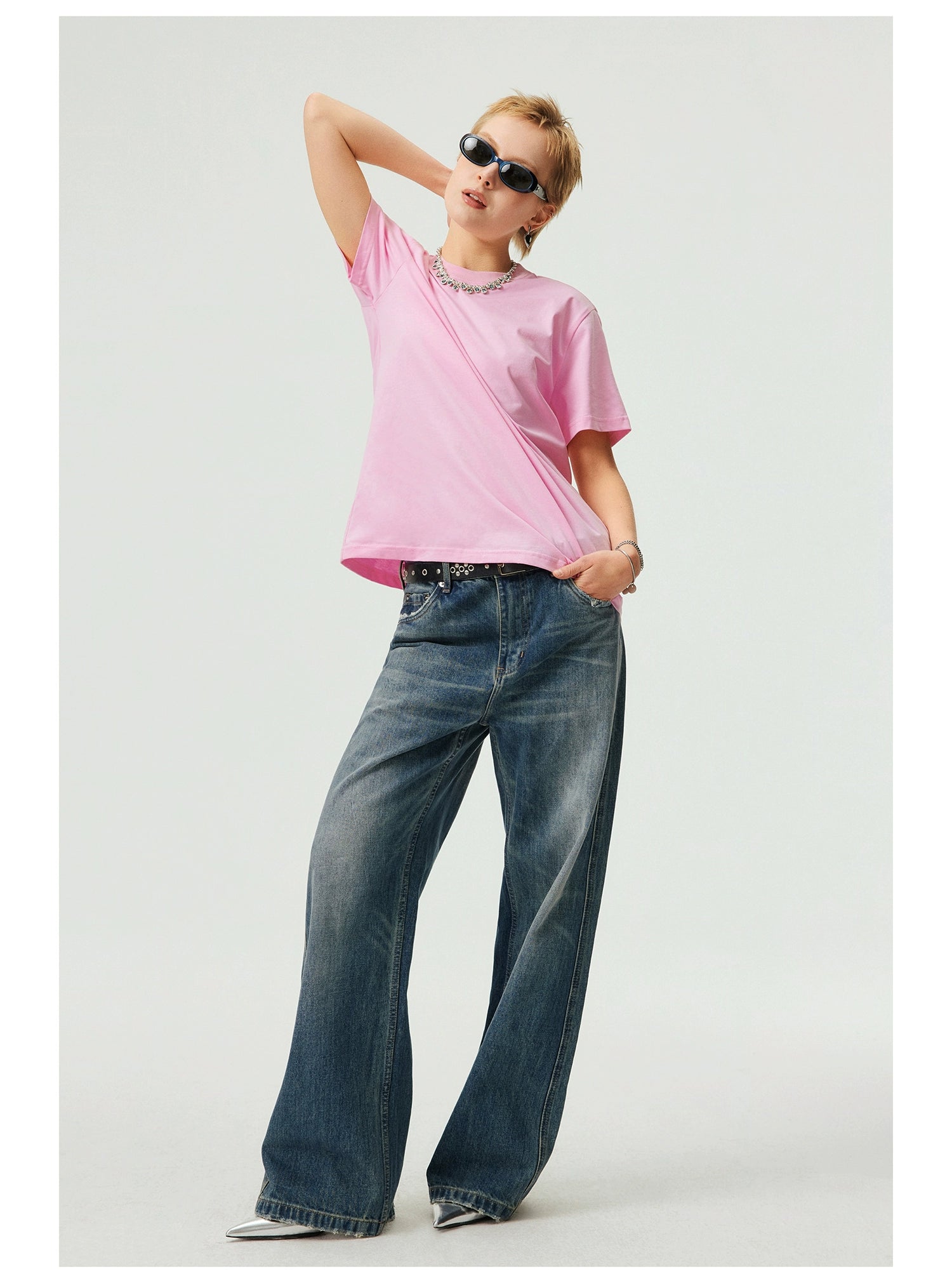 Dark Wash Wide-Leg Relaxed Jeans
