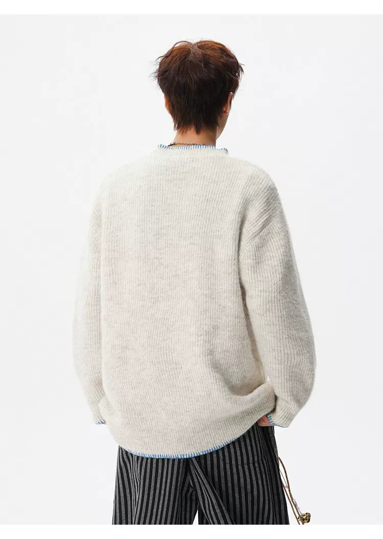 Coastal Trim Textured Henley Sweater