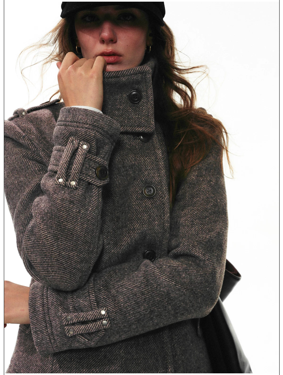 Herringbone Tweed Peacoat Jacket