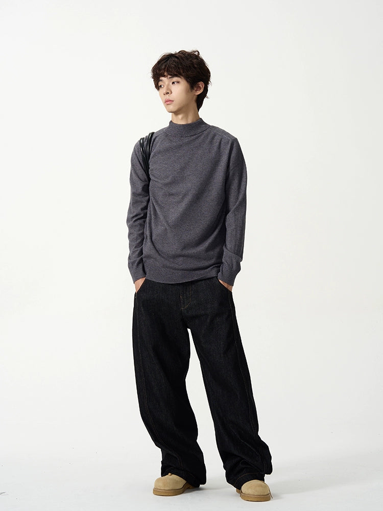 Minimalist Mock Neck Knit Sweater