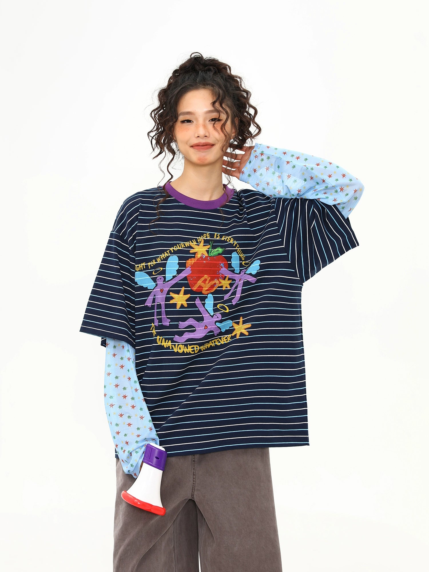 Cosmic Friends Striped Graphic Tee