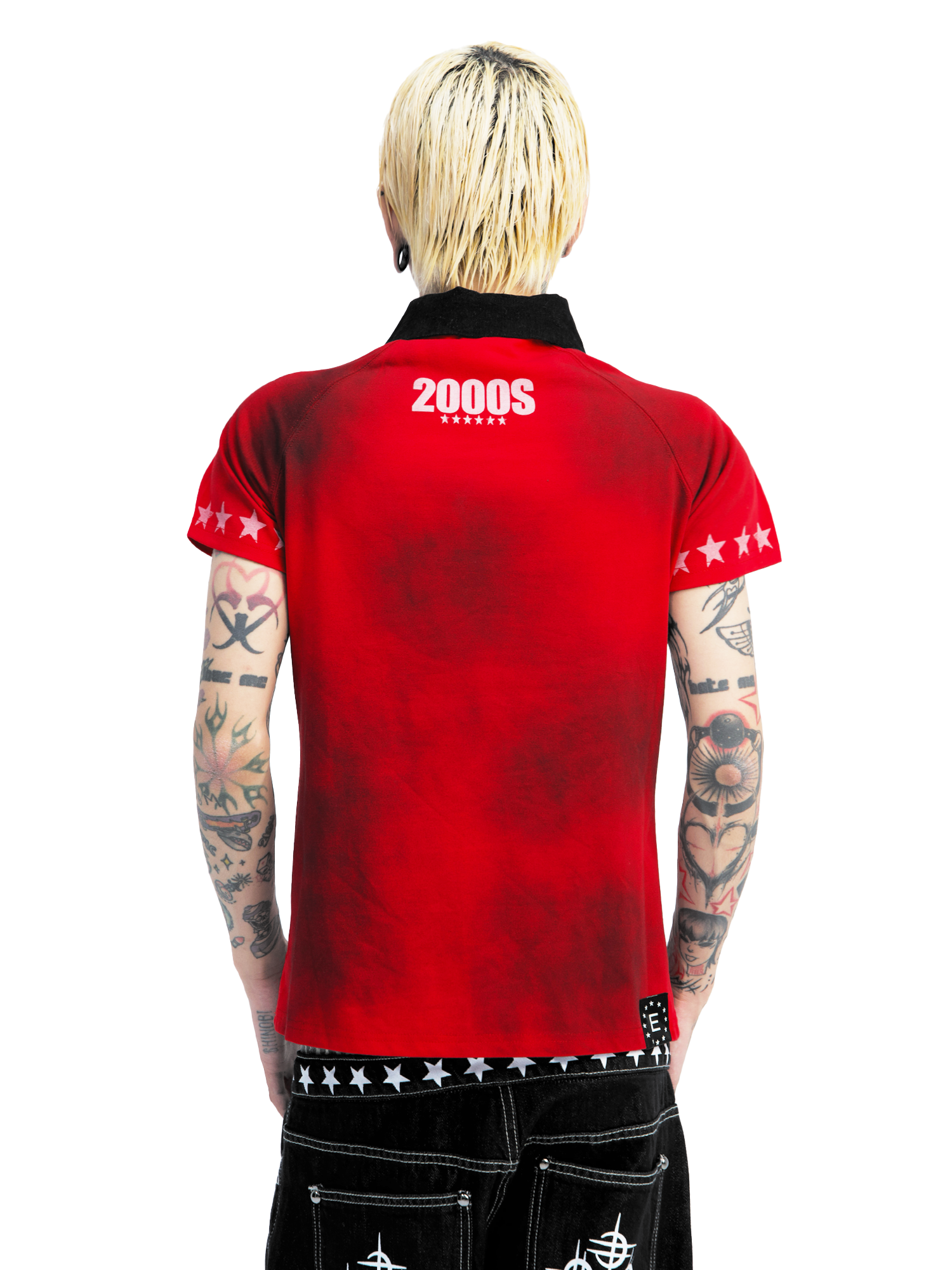Crimson Y2K Starfield Polo