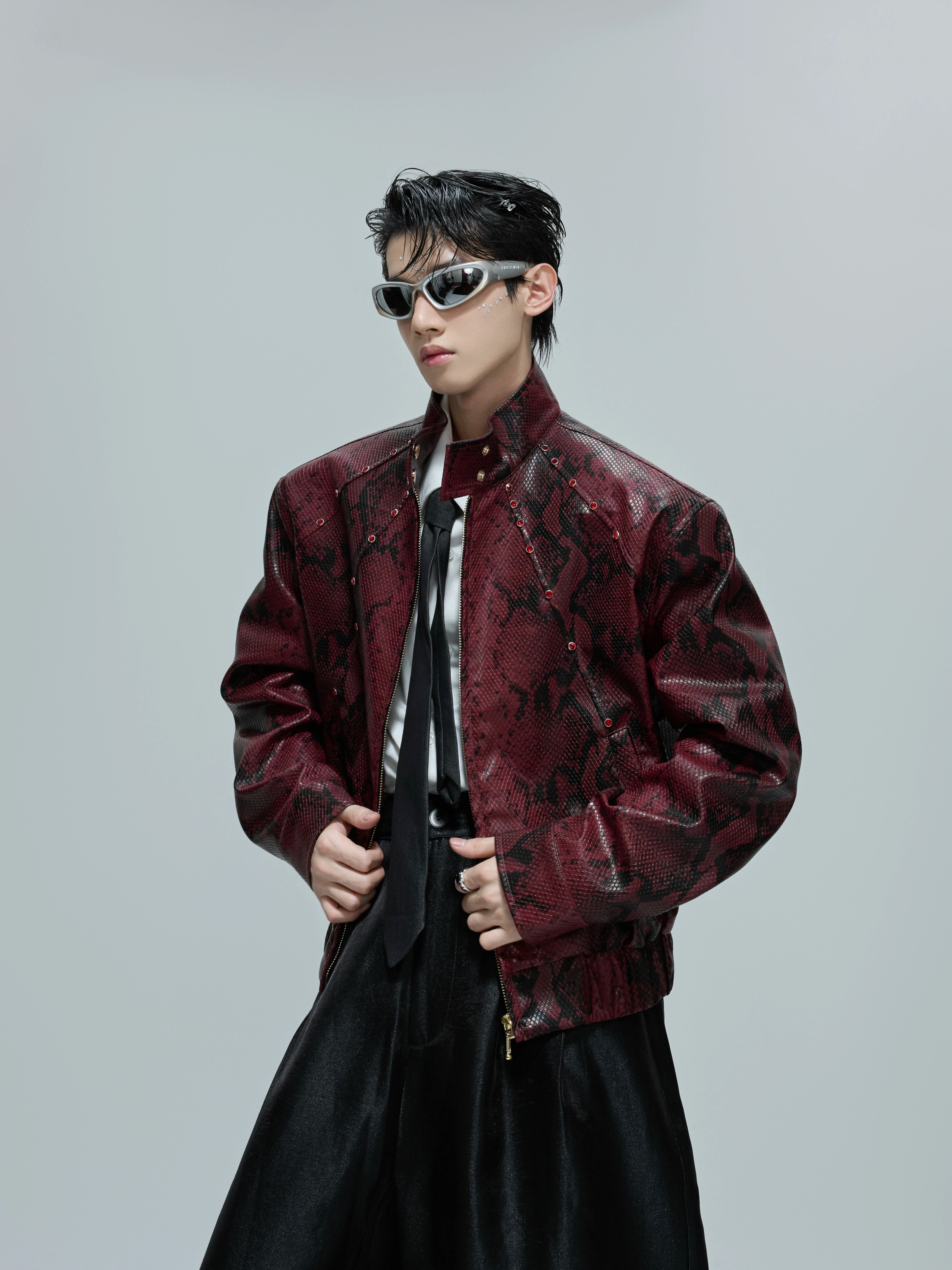 Snake Print Bomber Jacket