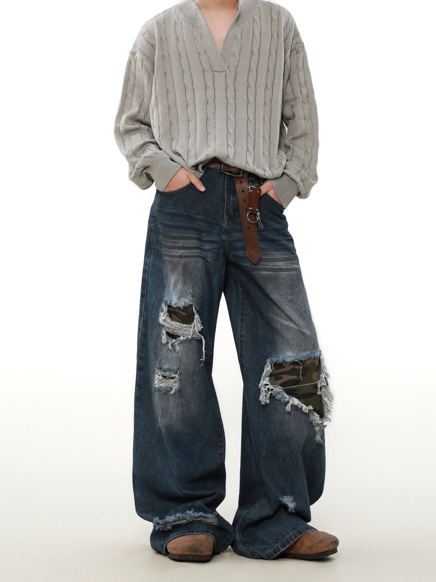 Warzone Patchwork Destroyed Jeans