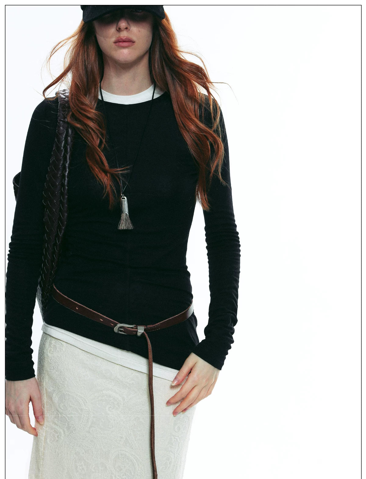 Sheer Ruched Long-Sleeve
