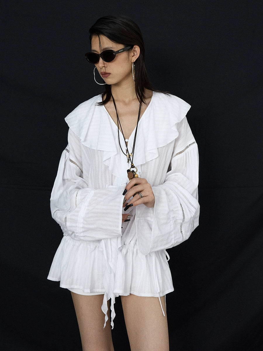 Prairie Cloud Ruffled Poet Blouse