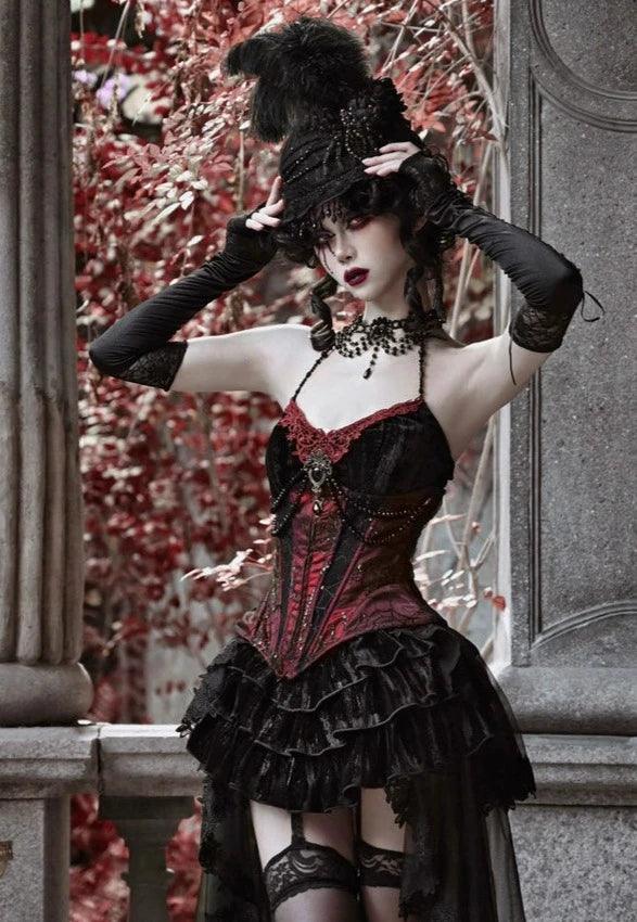 Gothic Burlesque Corset Dress with Accessories