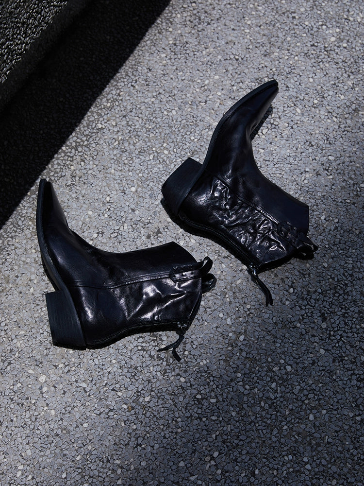 Patent Pointed-Toe Dress Shoes.