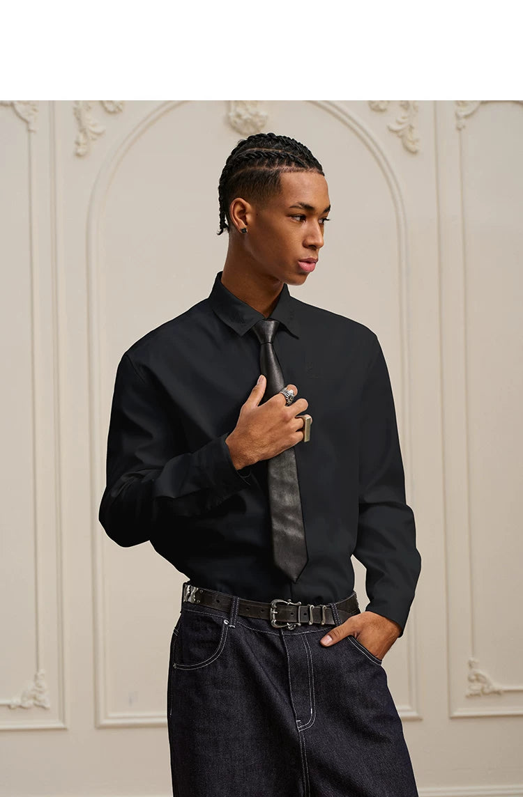Baroque Embroidery Simple Casual Lapel Long-sleeve Shirt