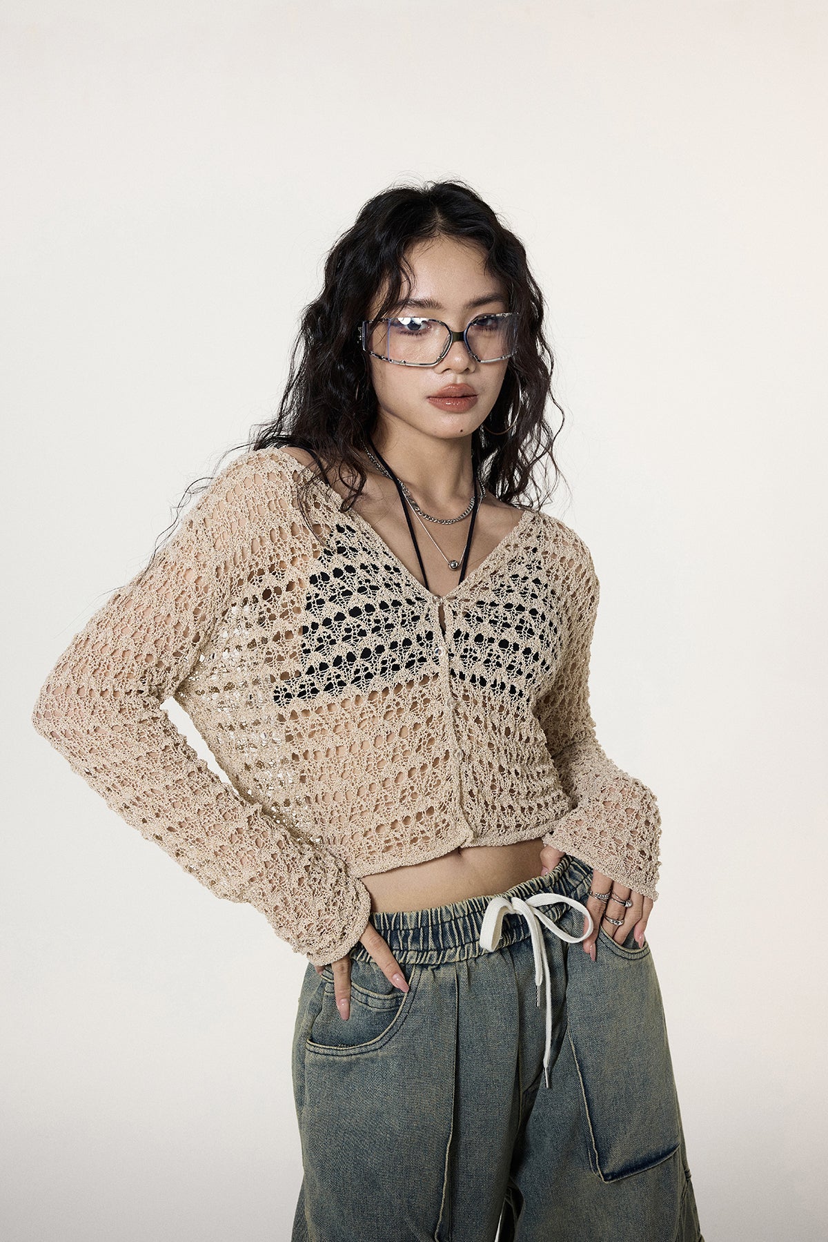 Crochet Button Crop Cardigan