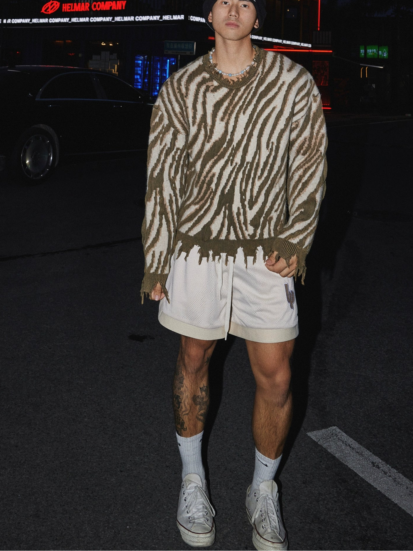 Wild Stripes Distressed Knit Sweater