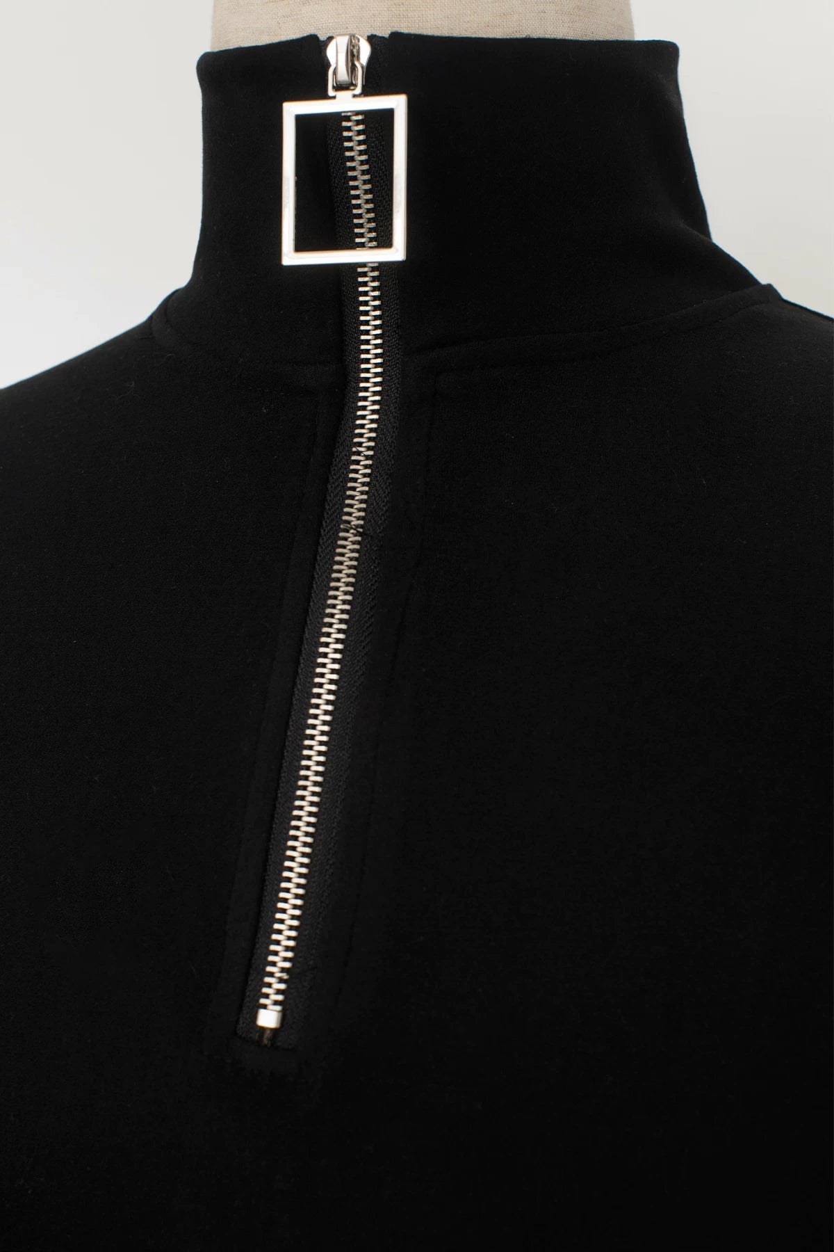 Square-Zip Mockneck Pullover