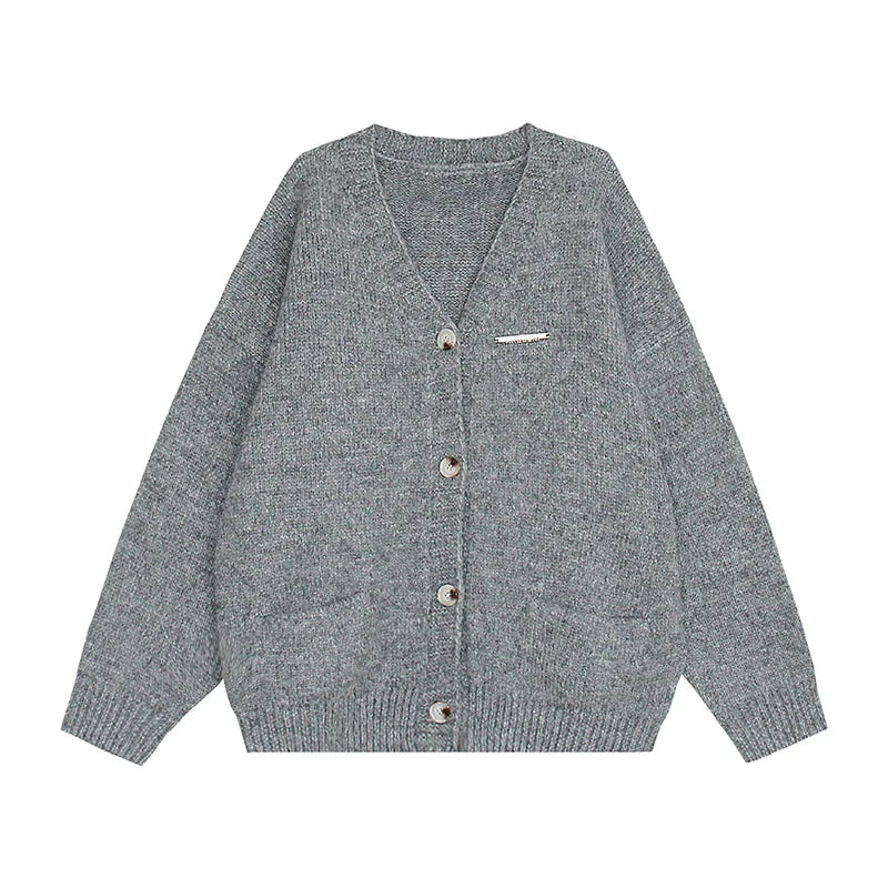 Oversized V-Neck Button Cardigan