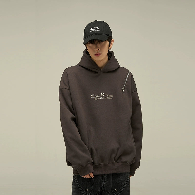 Zip Accent Graphic Hoodie