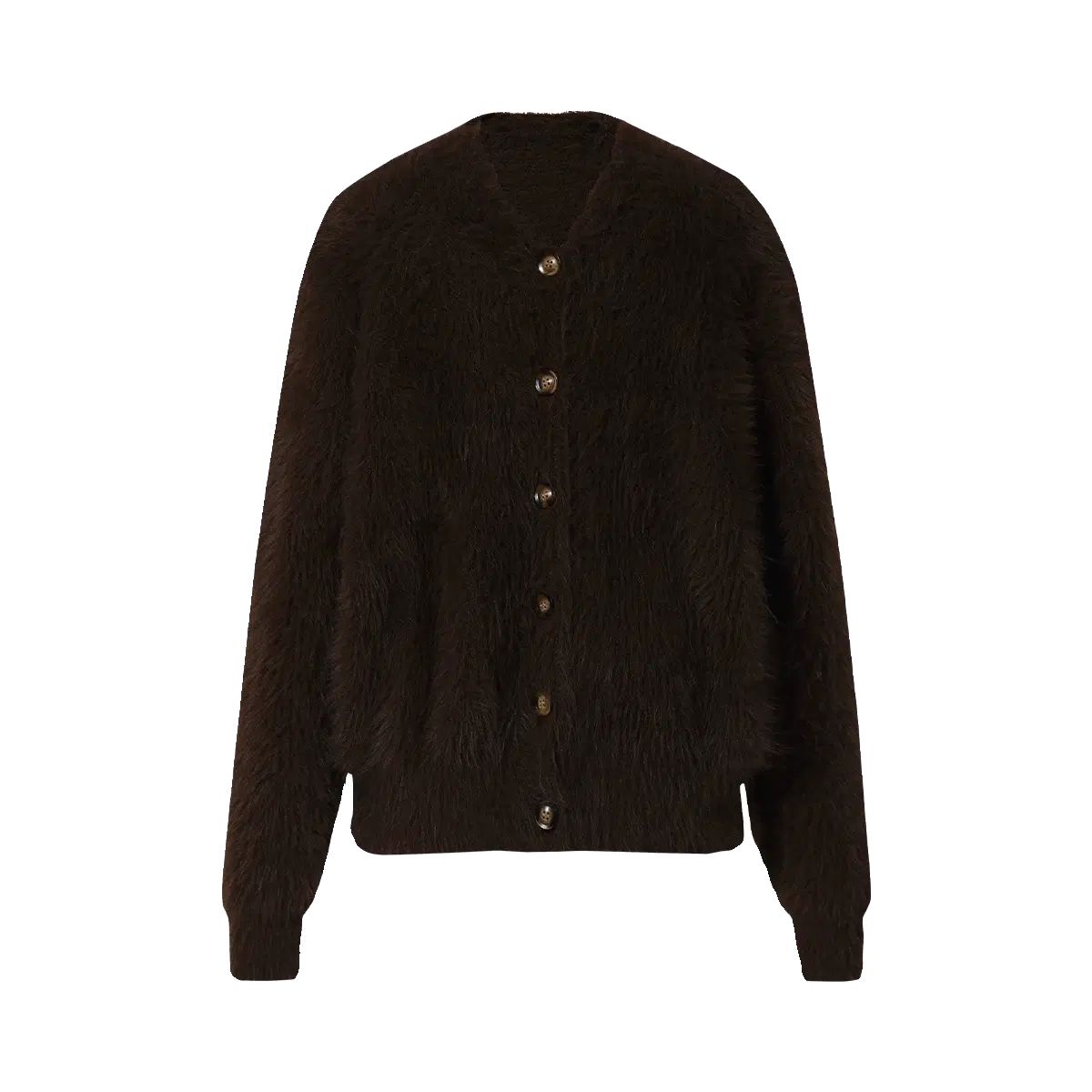 Faux Fur Button-Up Sweater - chiclara