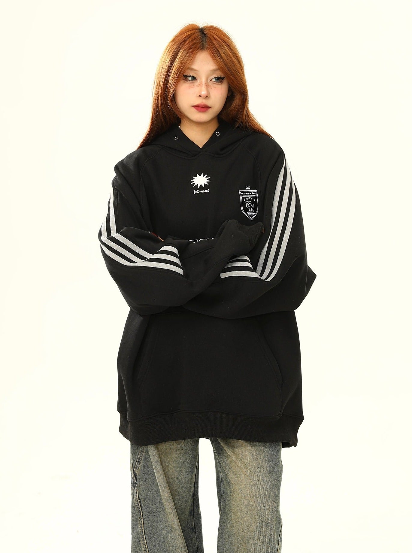 Athletic-Style Graphic Hooded Jacket