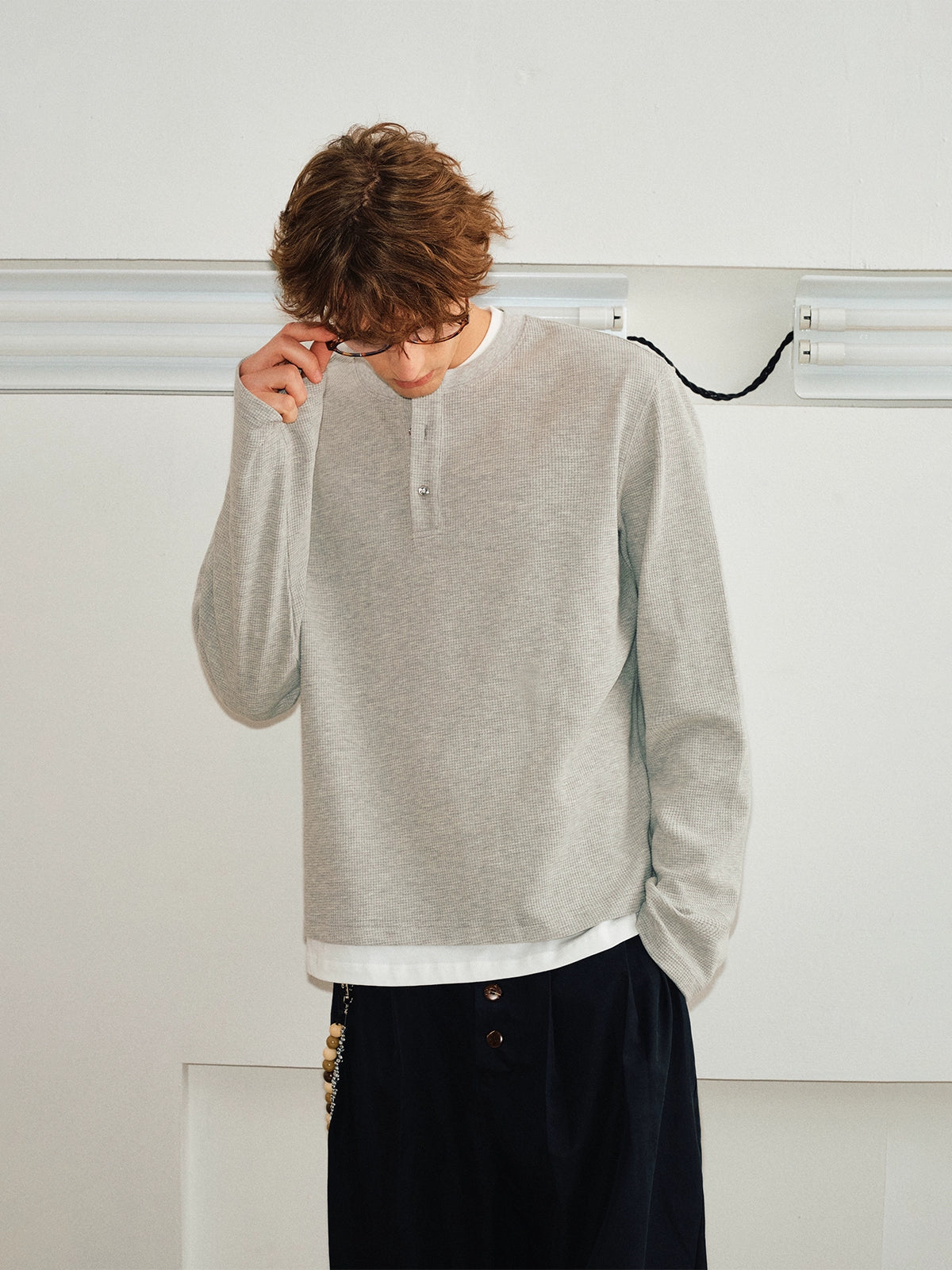 Long Sleeve Slim Layered Henley Shirt