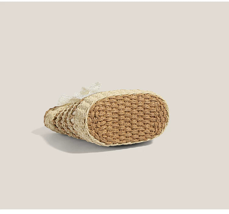 Lace Bow Summer Basket Tote