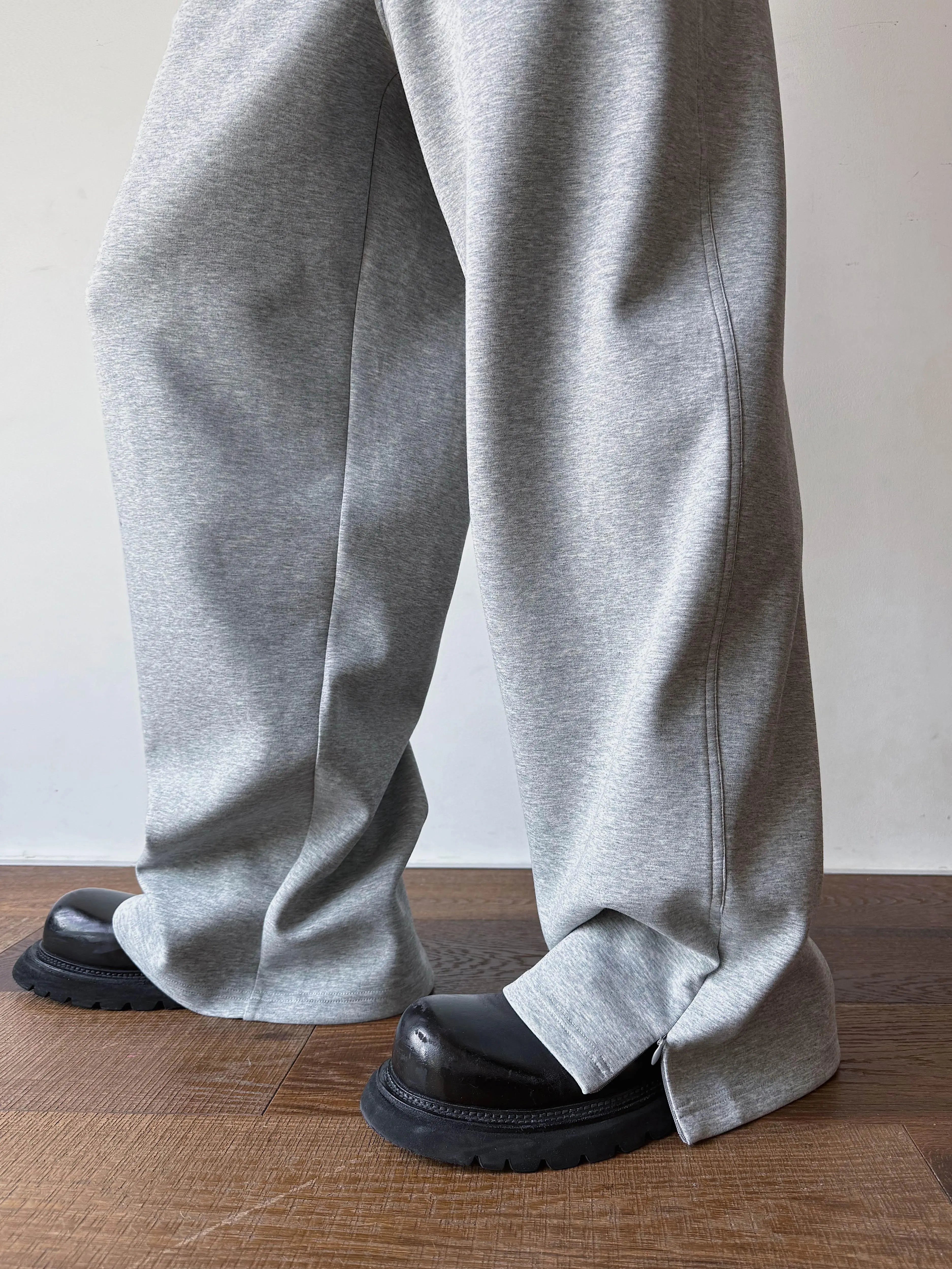 Wool Blend Wide Leg Grey Pants