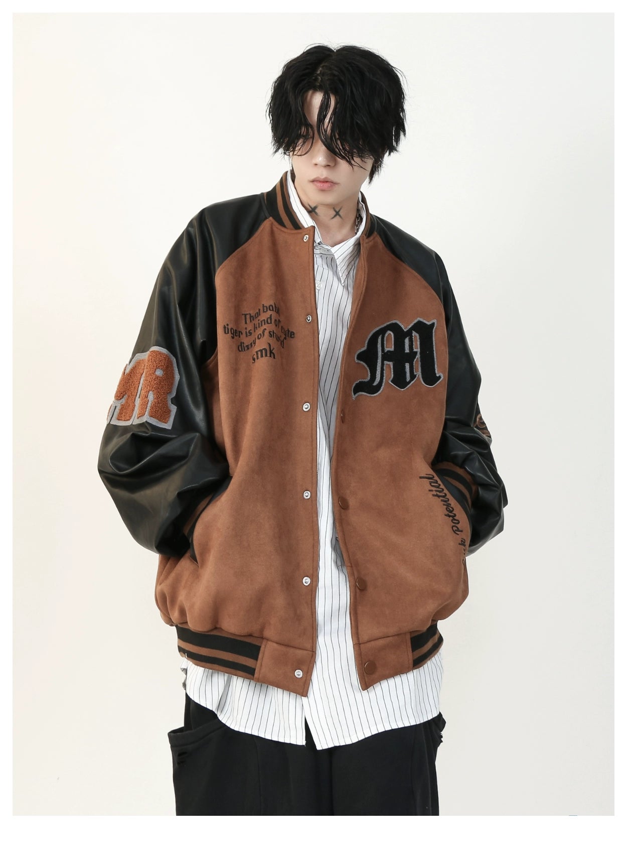Monochrome Script Varsity Bomber Jacket