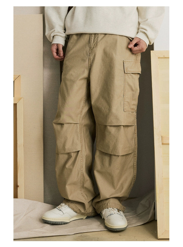 Straight-Leg Multi-Pocket Loose Casual Pants