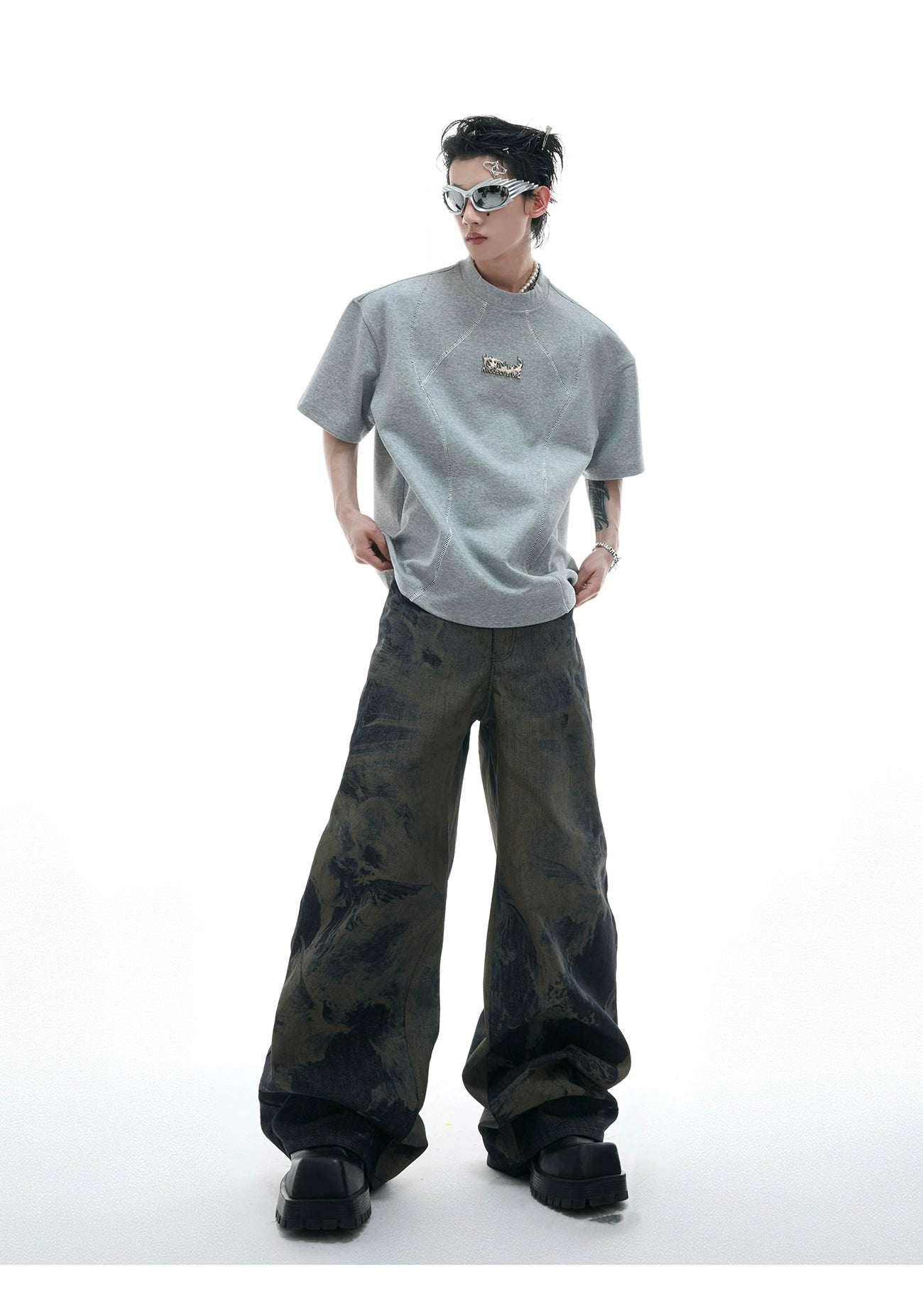 White Reflective Piping Technical T-Shirt