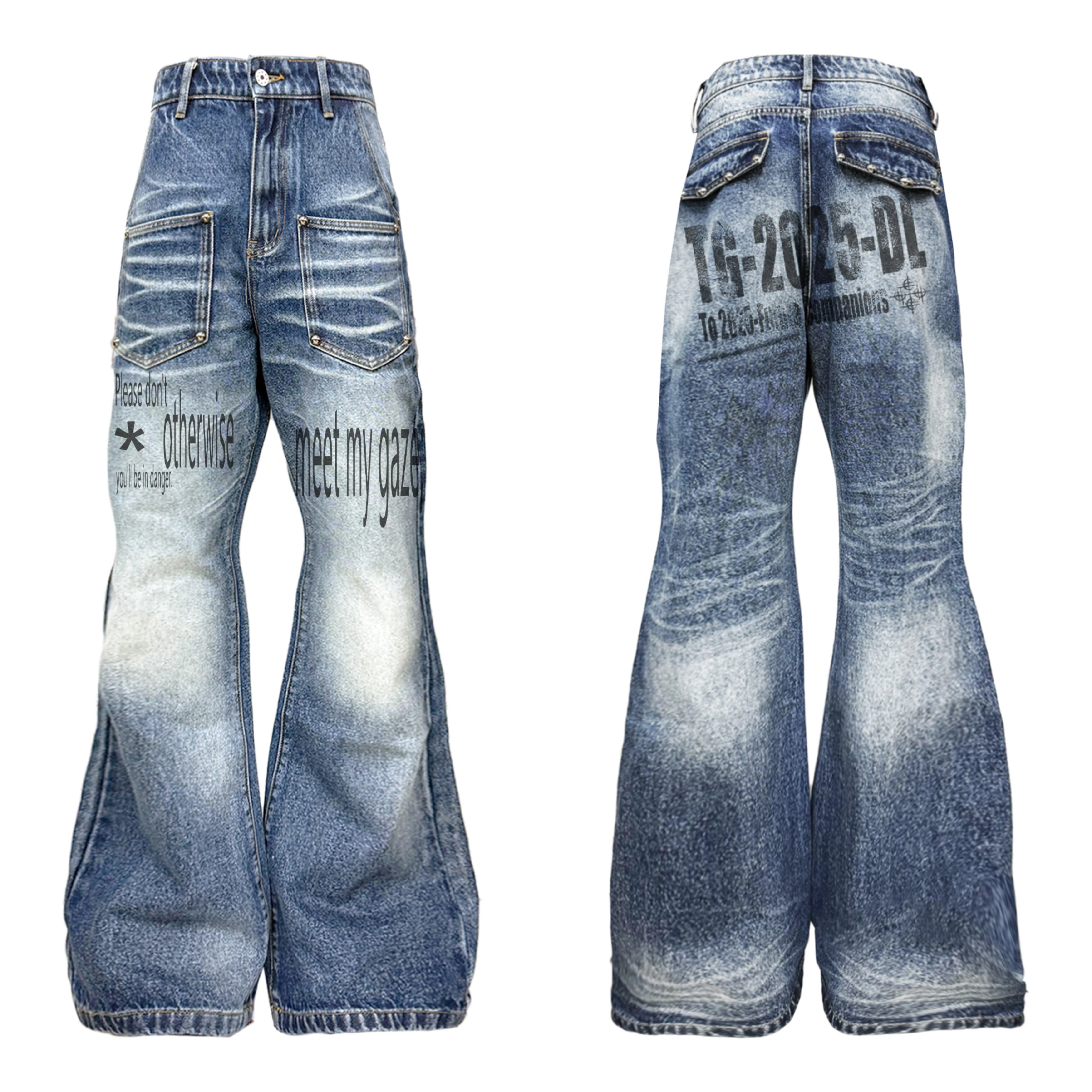 Gaze Trigger Slogan Flare Jeans