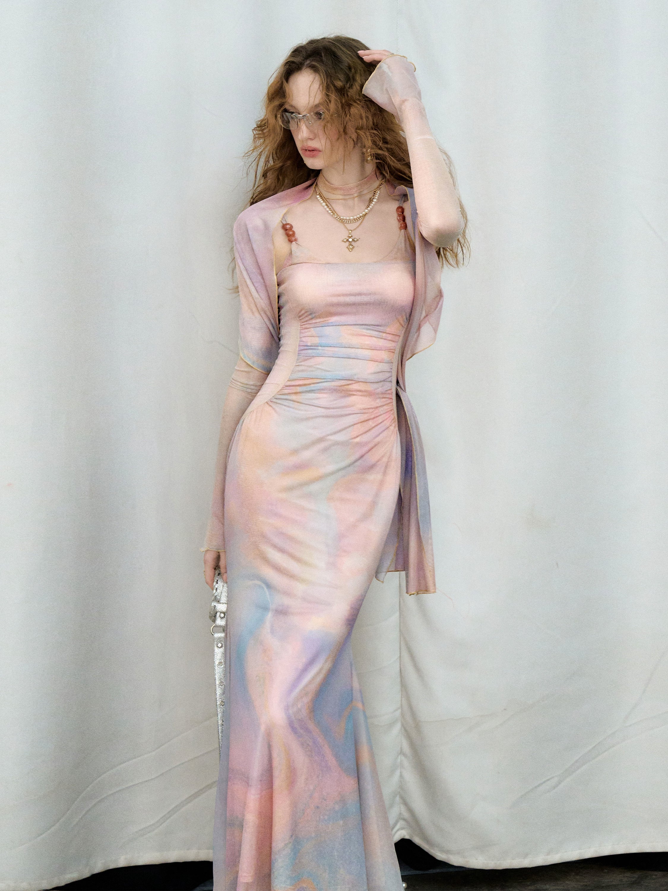 Of Akiva Pastel Ombre Mermaid Gown Set