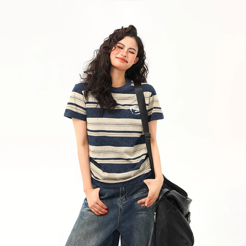 Navy Sand Vintage Stripe Tee