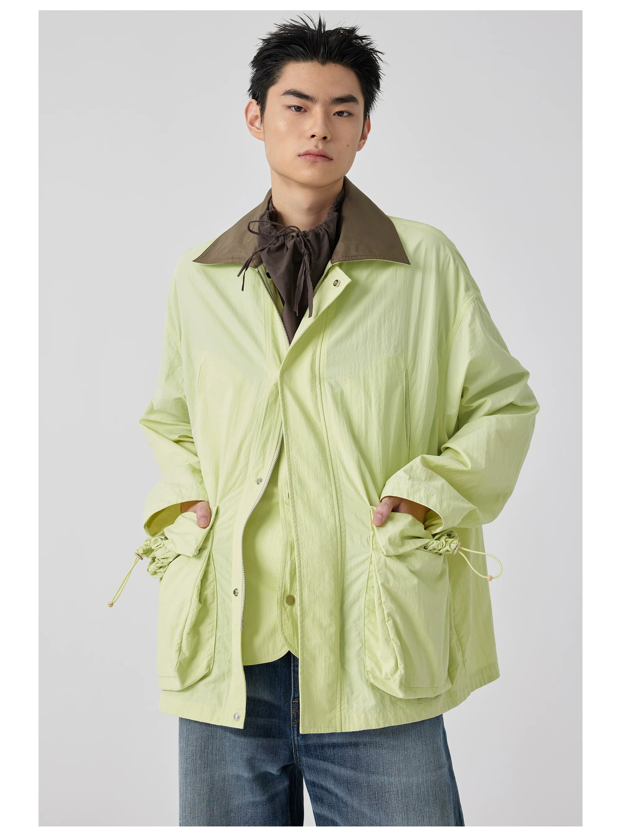 Contrast Collar Safari Jacket