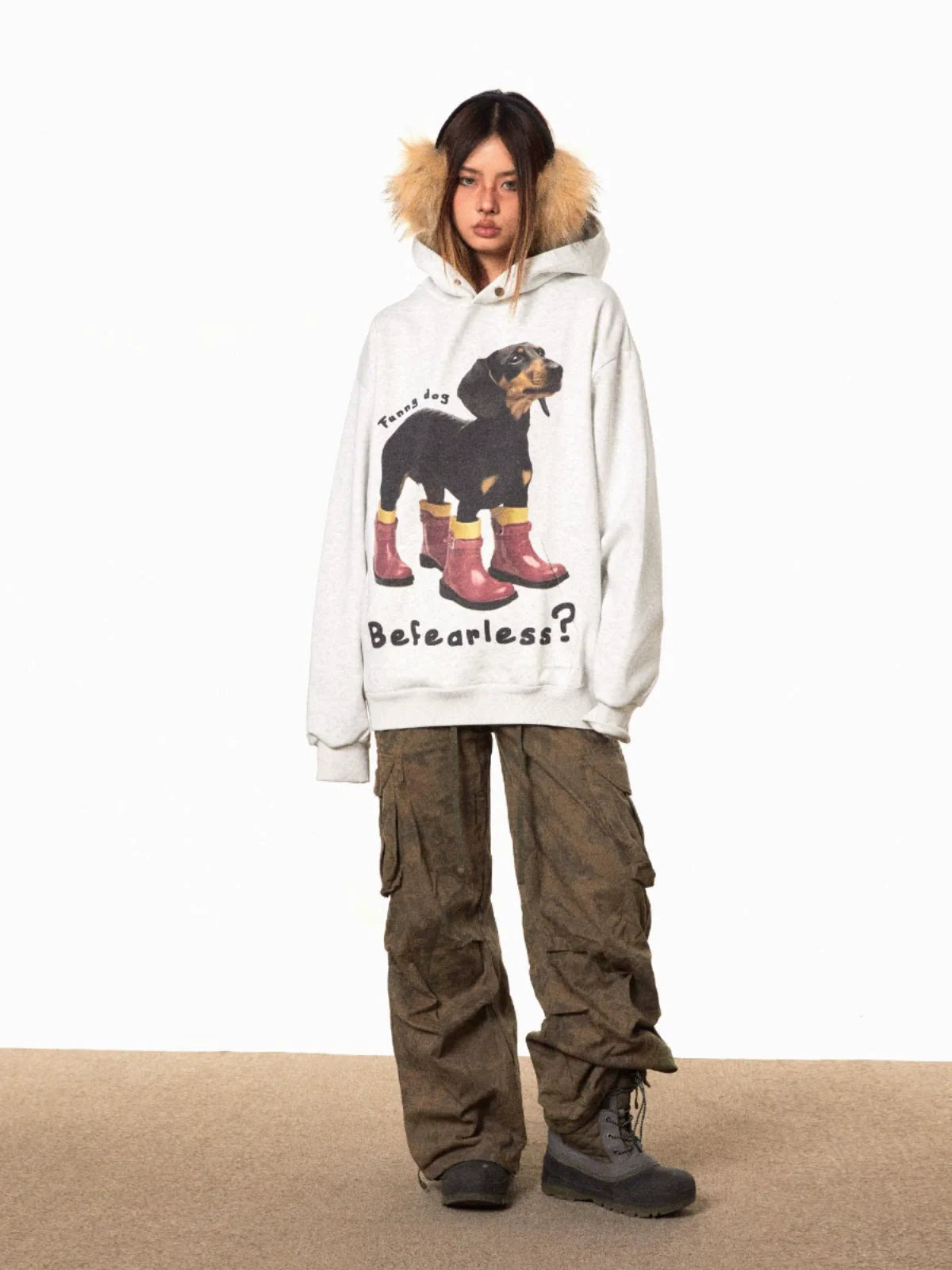 Dog Print Graphic Hoodie