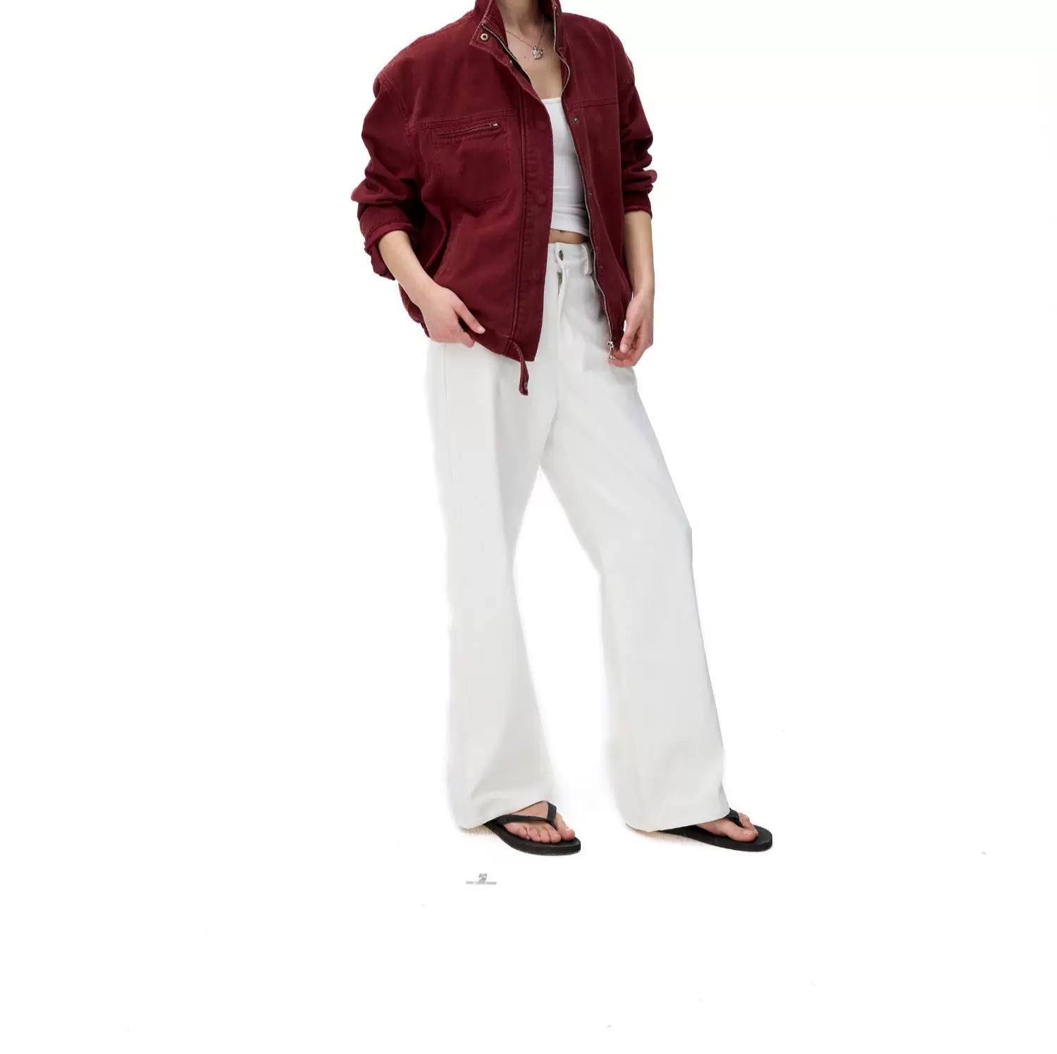 Crimson Crest High-Collar Jacket