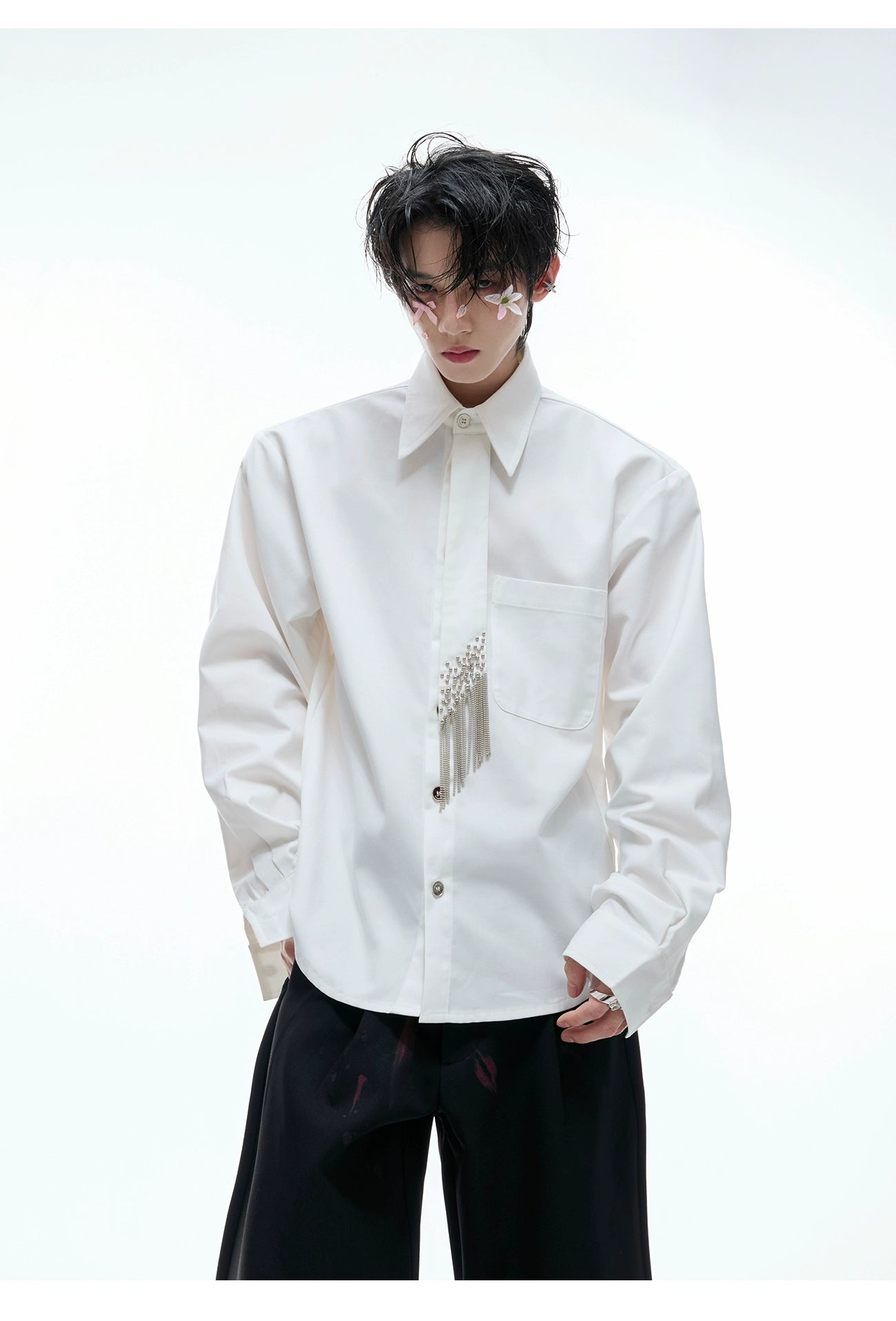 Statement Collar Crystal Shirt