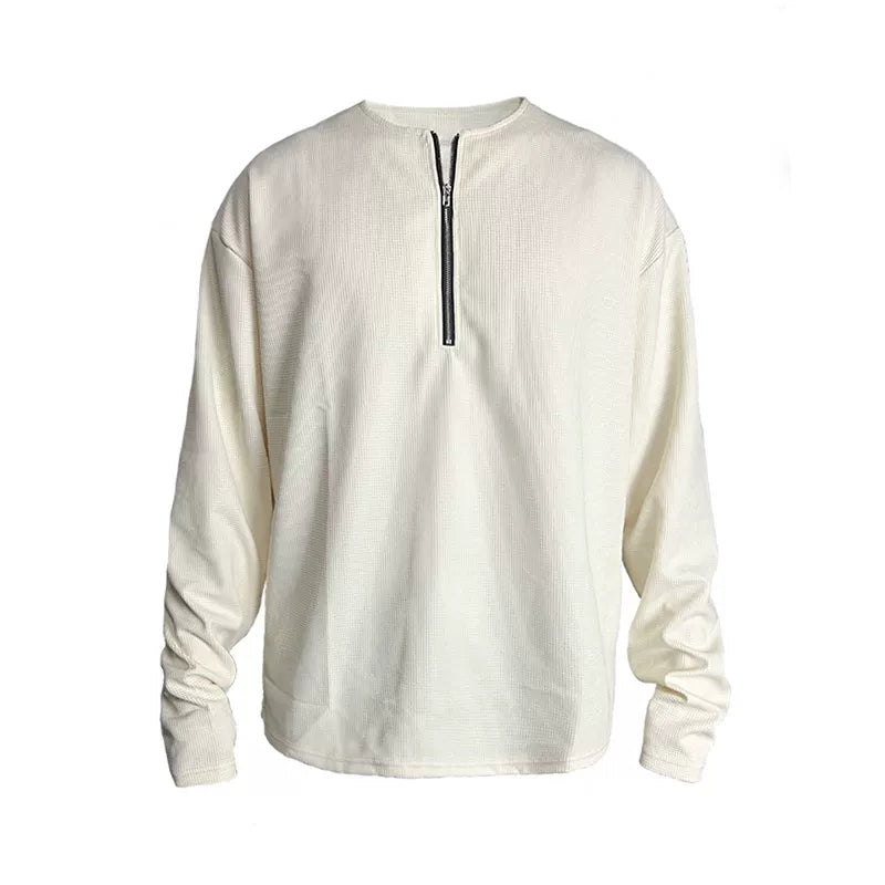Minimal Half-Zip Long-Sleeve Sweatshirt